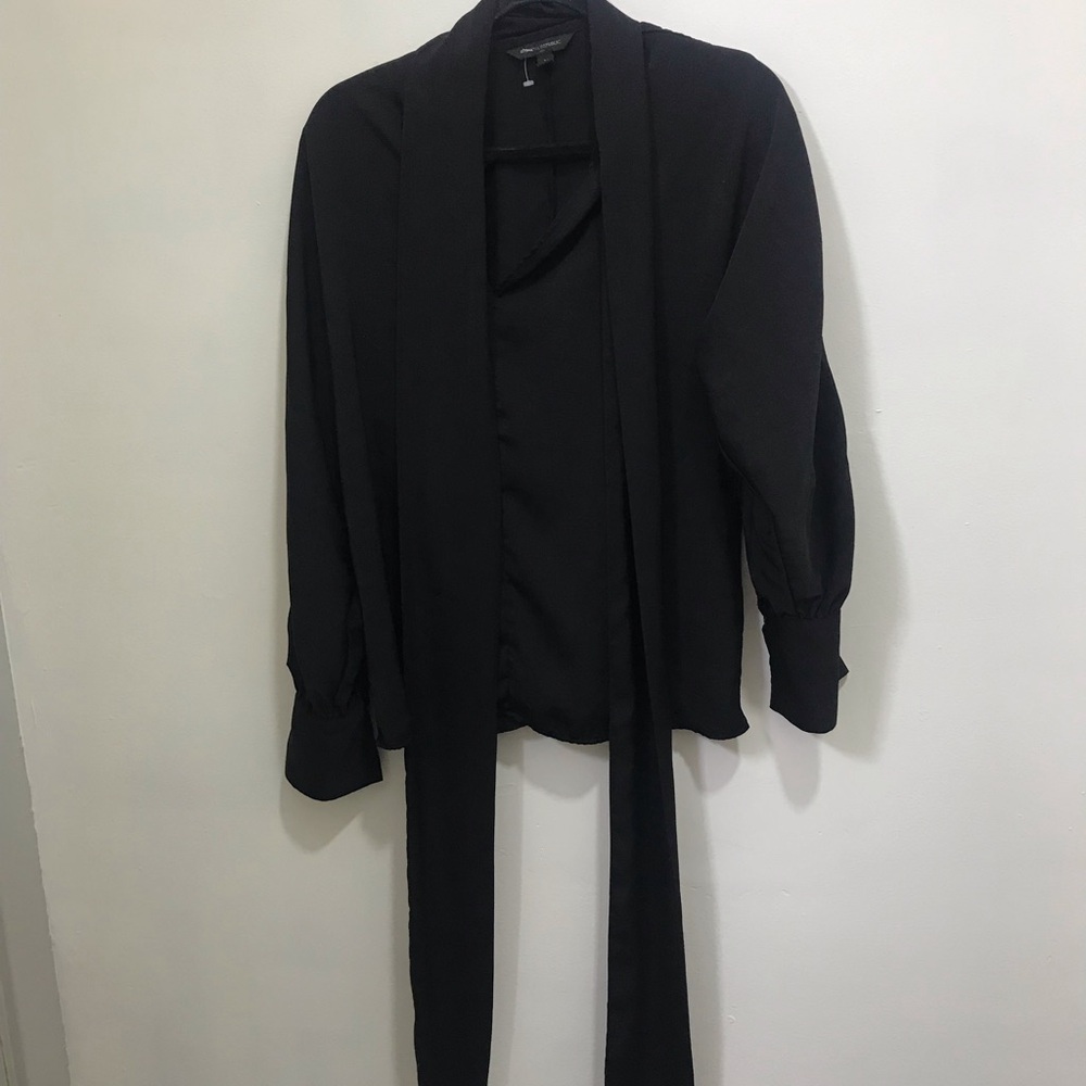 NWOT Black Tie-Neck Long Sleeve Women's Blouse - Picture 3 of 4